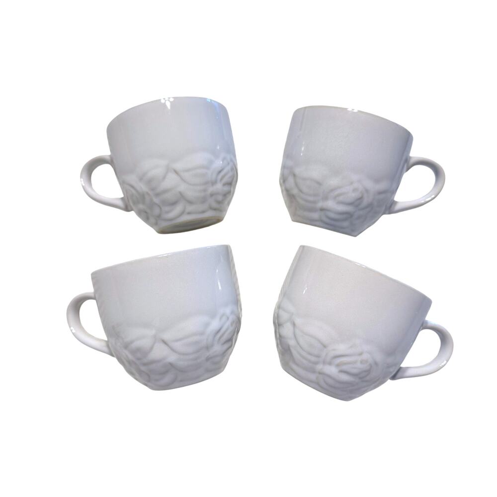 VTG Christian Dior Coffee Mugs Set of 4 French Country Rose Oyster 90s Retired